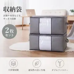 収納袋 2枚セット 衣類 布団 収納ケース グレー