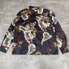 【CLOISE】日本製 地図柄プリントシャツ Mサイズ レトロ総柄