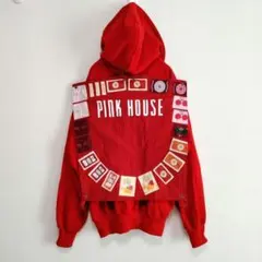 【美品】ピンクハウス くすみ赤 ロゴ刺繍 フード付きニットパーカー/2022年 赤ロゴ入りニットパーカー - ピンクハウス通販｜リサイクル
