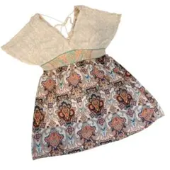 Flying Tomatoレース×ペイスリーワンピースL海外古着ヴィンテージ希少