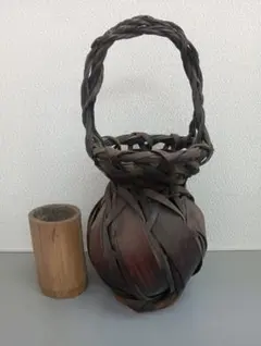 T 竹林斎 網代編み 花籠 茶道具 生花 花入 - メルカリ