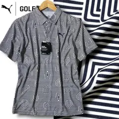 新品 プーマ ゴルフ 定1万 吸汗速乾 接触冷感 半袖 ポロシャツ XL 総柄紺