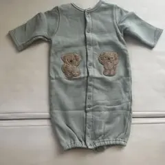 美品　プティマイン　70-80クマ刺繍 カバーオール