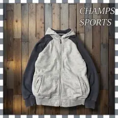 CHAMPS SPORTS 無地 バイカラー ジップアップパーカー フルジップL