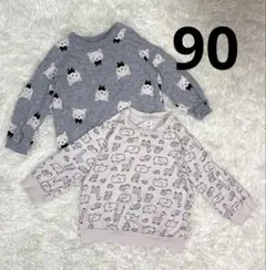 H&M 動物柄と猫柄のトレーナーセット 90cm