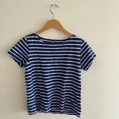 【UNIQLO】青と白のストライプ 半袖Tシャツ