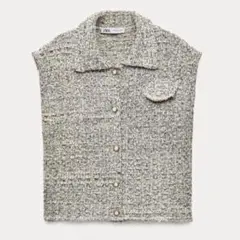 ZARA　メタリックスレッドテクスチャーニット　Sサイズ　ジレ