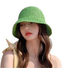 グリーン バケットハット サイズ調整可能