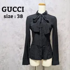 ☆美品☆GUCCI グッチ ブラック黒 長袖ブラウス シルク100% 46サイズ グッチ GUCCI GG柄 シャツ ブラウス 長袖 シルク ブラック