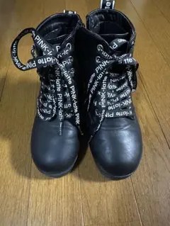 PINK-latte ブラック レースアップブーツ 20cm