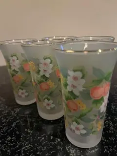 ガラス 花柄 コップ 5個セット