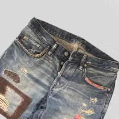 ヒステリックグラマー ダメージ加工 パッチワークデニム グランジ 雰囲気系