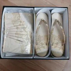 草履とバッグのセット（ベージュ・ゴールド）鳳苑