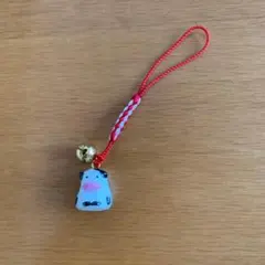 ストラップ　丑　牛　鈴付き　根付け　根付　干支　陶器　小さくてかわいいのサムネイル