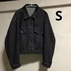 美品 ユニクロ デニムクロップドジャケット ブラック S