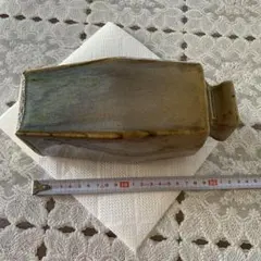 陶器製四角形花瓶 グレーとブラウン