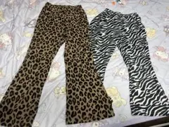 フレアパンツ　ヒョウ柄　ゼブラ柄