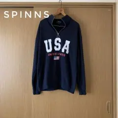 お値下げ【SPINNS】スピンズハーフジッパーUSAスウェットトレーナートップスのサムネイル
