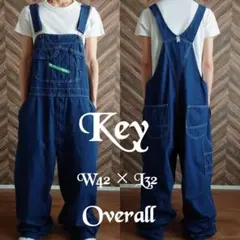 KEY 濃紺デニムオーバーオール/サロペット/古着/W42L32