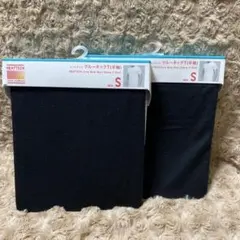 【新品】UNIQLOヒートテック　クルーネックT（半袖） S 黒　2枚セット