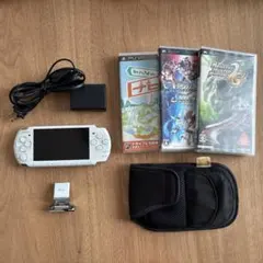 PSP-3000 ホワイト 本体セット 液晶焼けあり AC電源動作確認済