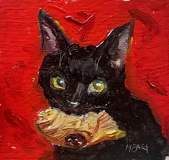 猫の絵画 原画 A4【好奇心旺盛なベンガルさん】キャンバスアート