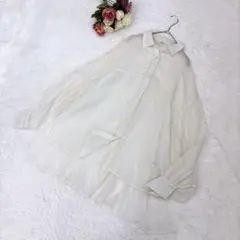 クラシカルエルフ（M）シアーシャツ 楊柳 再生繊維 アイボリー 透け感 羽織り