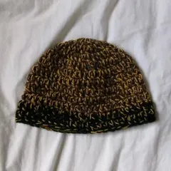 ニット帽/ビーニー/クラッシャーハット/Y2K/イエロー/ブラック/ブラウン