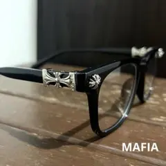 シルバー クロスチャーム 黒縁メガネ ダガーサングラス 伊達メガネ めがね