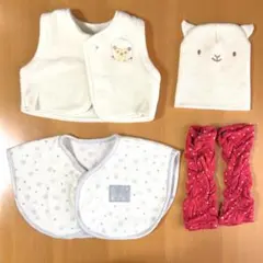 ベビー 帽子 ベスト レッグウォーマー ケープ 防寒4点まとめ売り 新生児