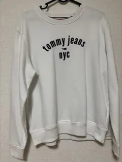 tommy jeans ブラック トレーナー　Lサイズ　レディース　ホワイト