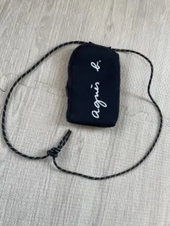 agnès b. 黒ポーチ ストラップ付き