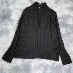 COMME CA ISM【L】ジップアップニット　ブラック　秋冬　メンズ