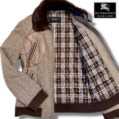 極美品✨バーバリーブラックレーベル ラビットファー ジャケット ノバチェック