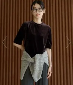UNFILO 【洗える/UVカット】ストレッチベロア Tシャツのサムネイル