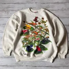 90s Hanes カエル グラフィック スウェット M ホワイト アニマル
