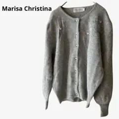 マリサクリスティーナ ニットカーディガンパールボタン刺繍　ライトグレー　ゆったり