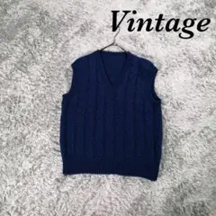 Vintage ヴィンテージ ニットベスト 無地 Vネック タグなし