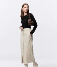 未使用　GU 裏フリースフロントジップスカート　L　ロング丈　マキシ丈