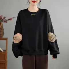 秋 ゆる可愛い スウェット トレーナー 着痩せ 大きいサイズ 切り替え オシャレ