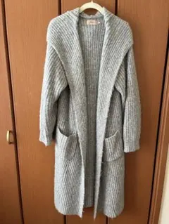 AZUL by MOUSSY フード付きロングカーディガン アウター　グレー