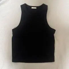 ブラック リブタンクトップ Mサイズ