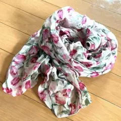 シフォンストール 花柄 チューリップ ロングスカーフのサムネイル