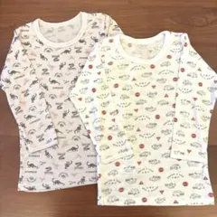 肌着　長袖　下着　インナー　2枚組　恐竜　車　キッズ　男の子