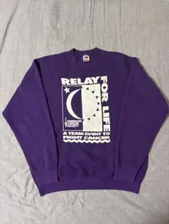 90s USA製 フルーツオブザルーム　紫　プリントスウェット