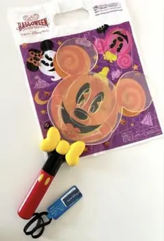 ディズニーハロウィン限定ショップ袋付きミッキー プラスチックうちわ【訳あり品】