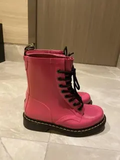 値下げ かわいい！ ドクターマーチン　美品　ピンク 【レインシューズ 】厚底