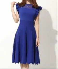 【美品】スナイデル　フィットニットロングワンピース　ブルー