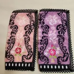 アナスイ　バラ刺繍のピンク紫ミニハンカチ