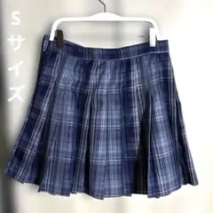 SHEIN プリーツスカート 制服 青 チェック Sサイズ